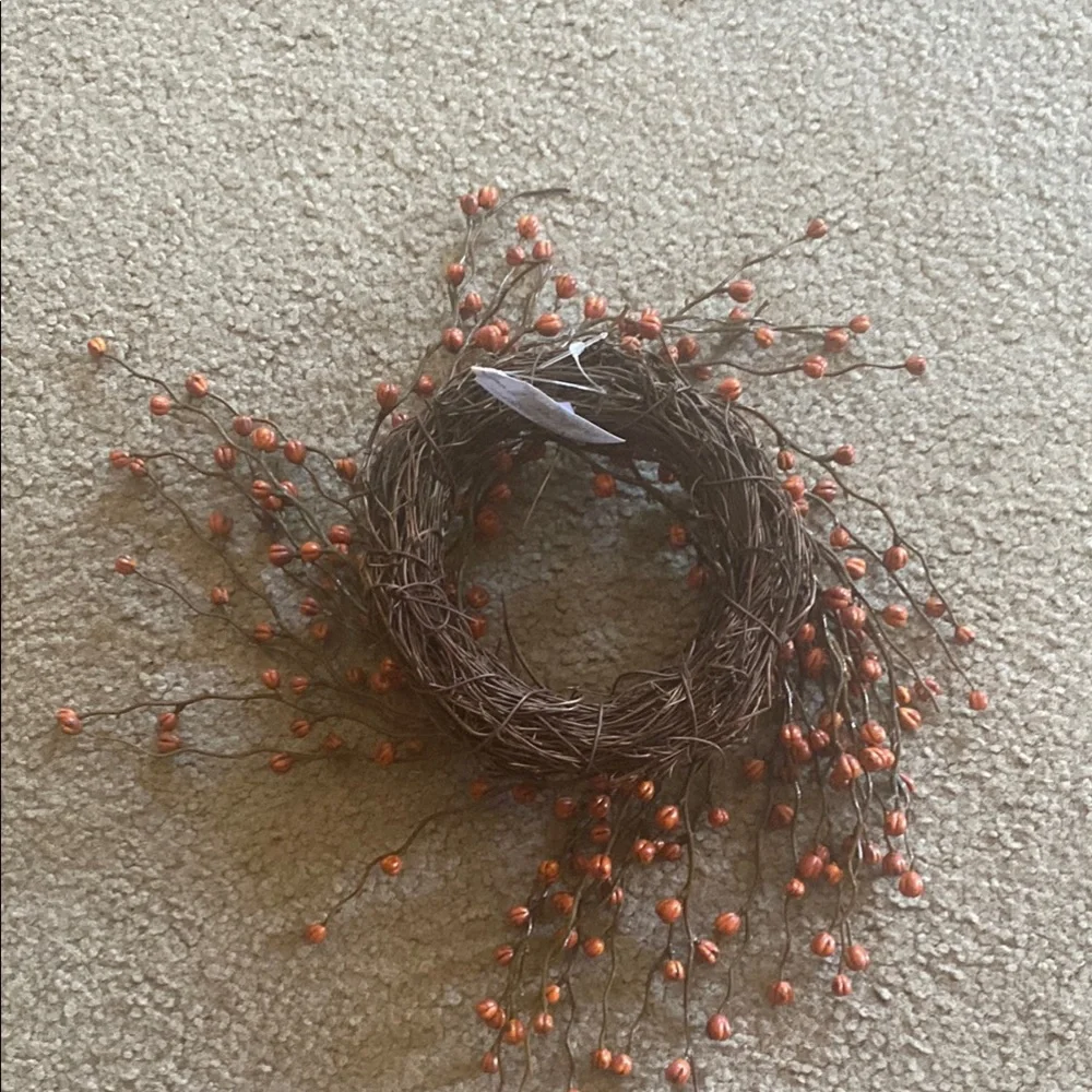 Faux Floral Orange and Brown Accent Wreath